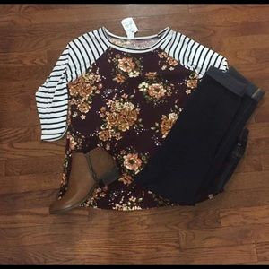 Floral and striped shirt.  Worn once